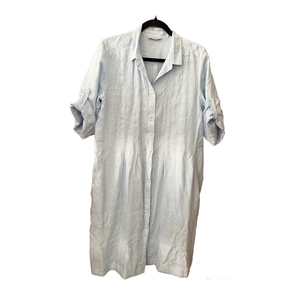 Rosso35 powder blue linen button front dress EU50 US14